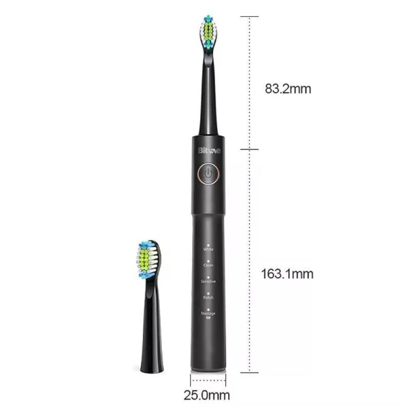 Bitvae E11 Effective Electric Toothbrush with 8 Heads and Travel Case - Long Battery Life - 5 Cleaning Modes