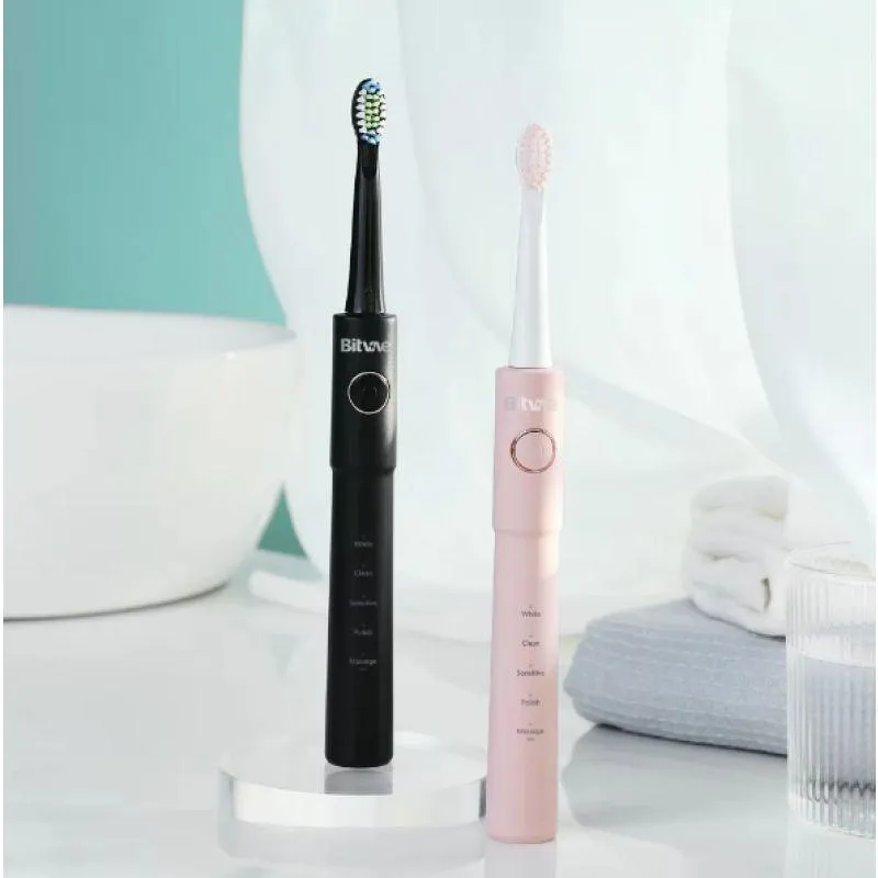 Bitvae E11 Effective Electric Toothbrush with 8 Heads and Travel Case - Long Battery Life - 5 Cleaning Modes