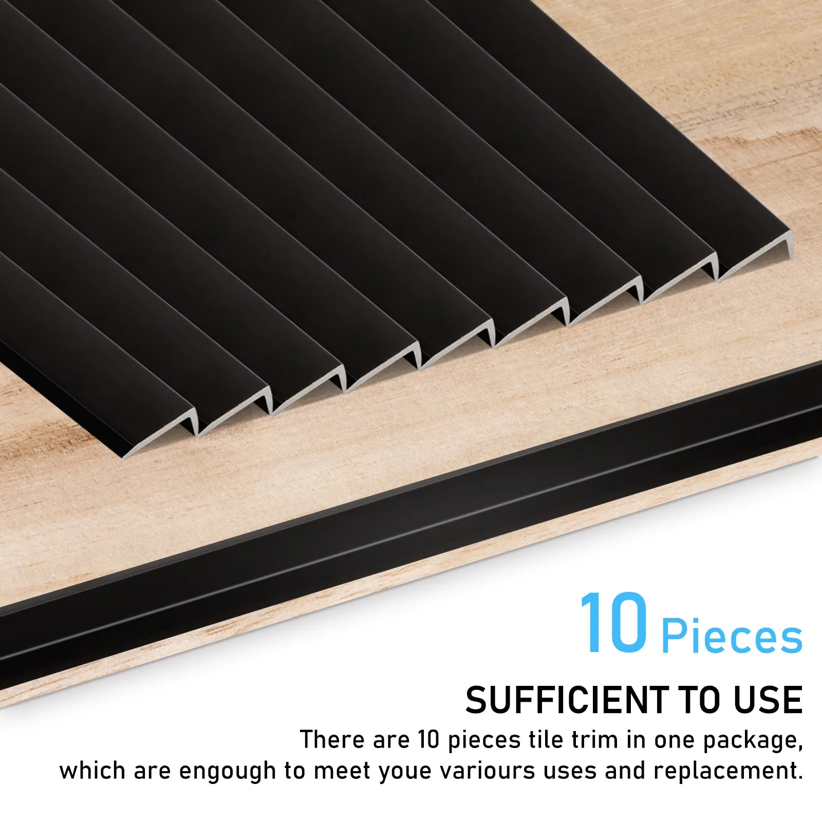 Black Peel and Stick Aluminum Tile Edge Trim