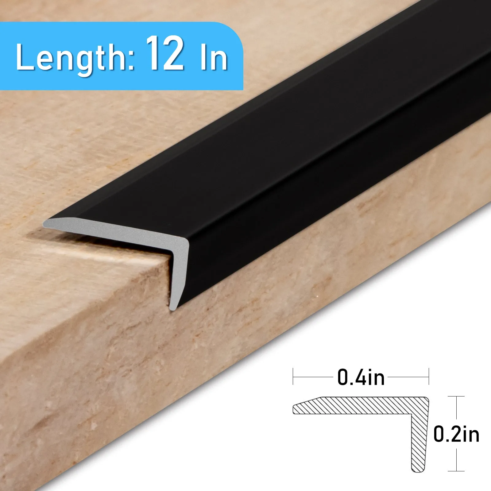 Black Peel and Stick Aluminum Tile Edge Trim
