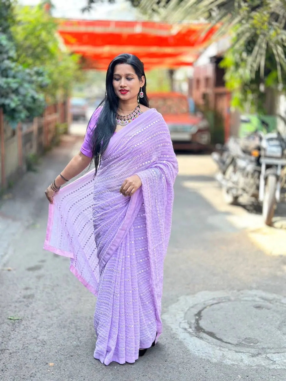 Bollywood Block Buster With Mirror Work Designer Saree
