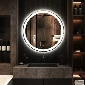BUNGALOW MERCER Modern Mirror for Wall, Bathroom Vanity Mirror, Wall Mounted, Anti-Fog Dimmable Lights Makeup Mirror | (6000k White Led) (60cm Round)