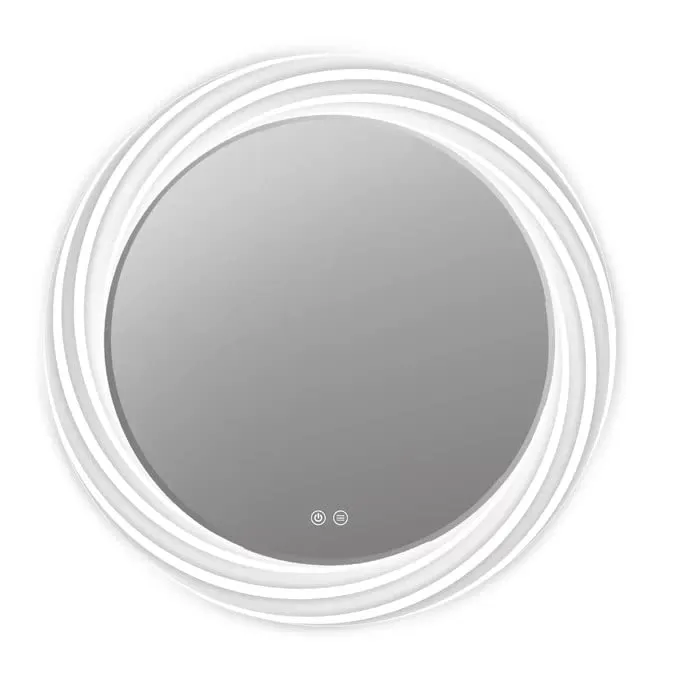 BUNGALOW MERCER Modern Round Mirror for Wall, Bathroom Vanity Mirror, Wall-Mounted Mirror, Dimmable Lights 6000k light white Makeup Mirror | Round (28x28)