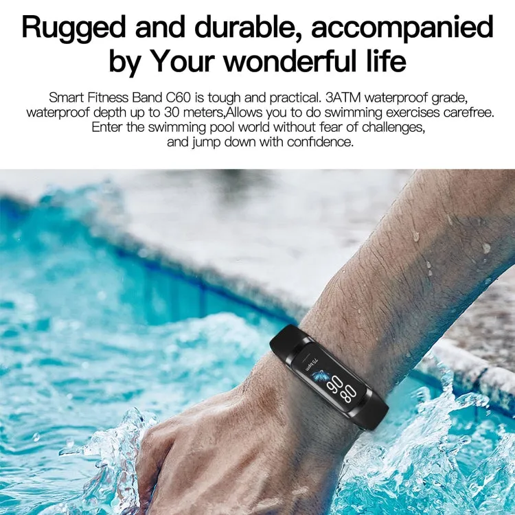 C60 Waterproof Smart Fitness Tracker with HD Display and Advanced Health Monitoring