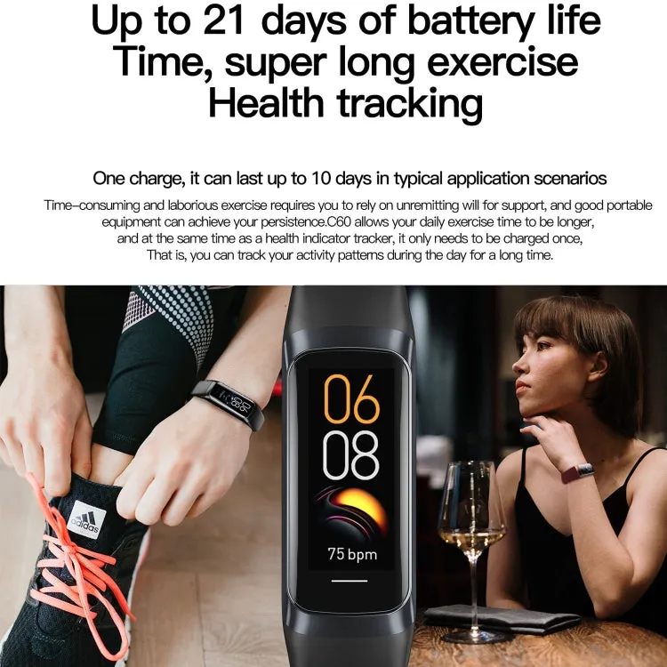C60 Waterproof Smart Fitness Tracker with HD Display and Advanced Health Monitoring