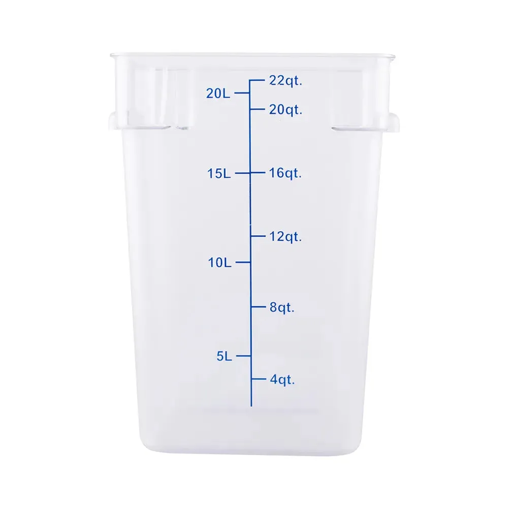 CAC China FS1P-SQ22C Food Storage Container Square PC Clear 22QT Case of 6 Pcs