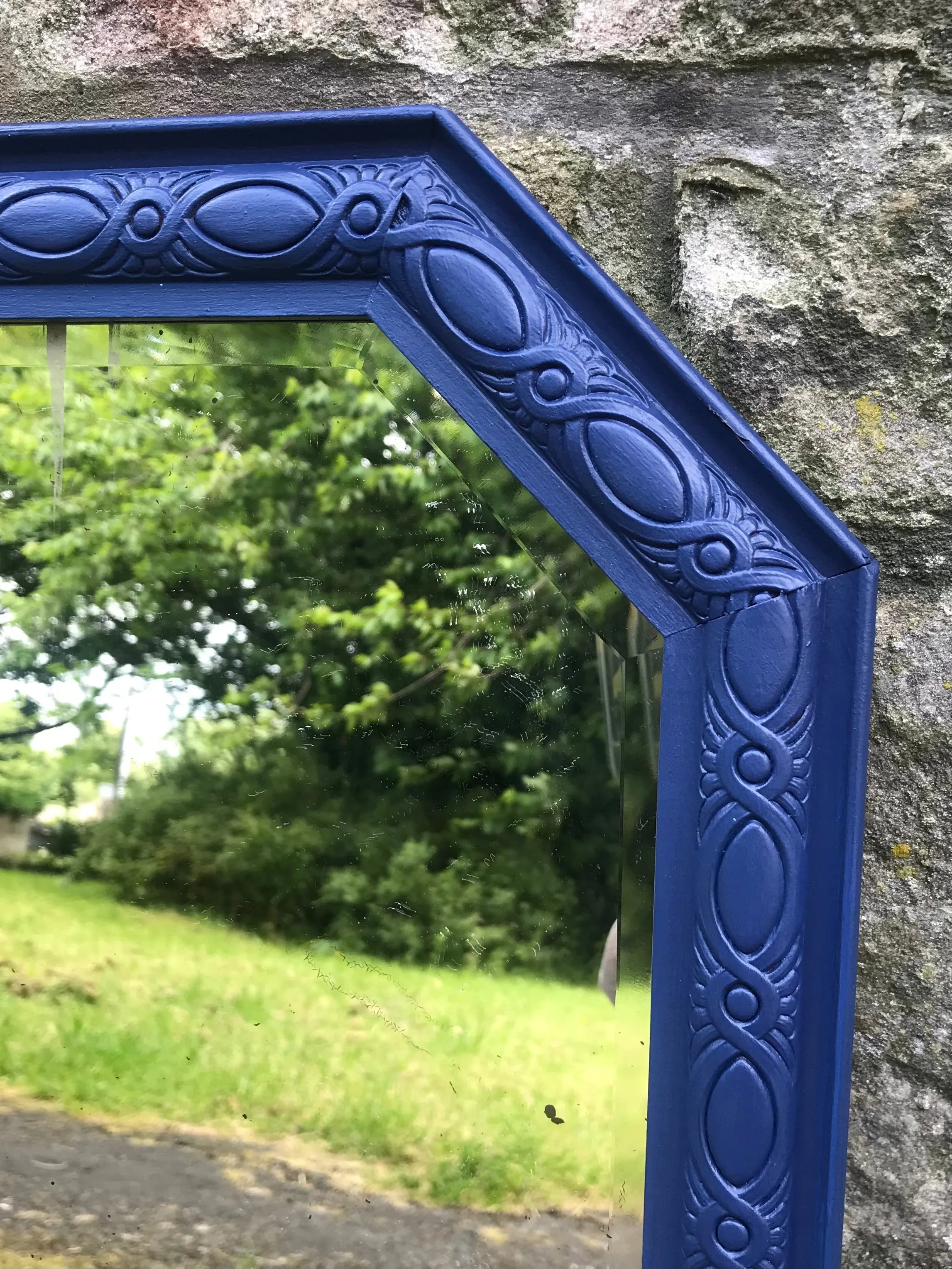 Carved wooden painted mirror frame