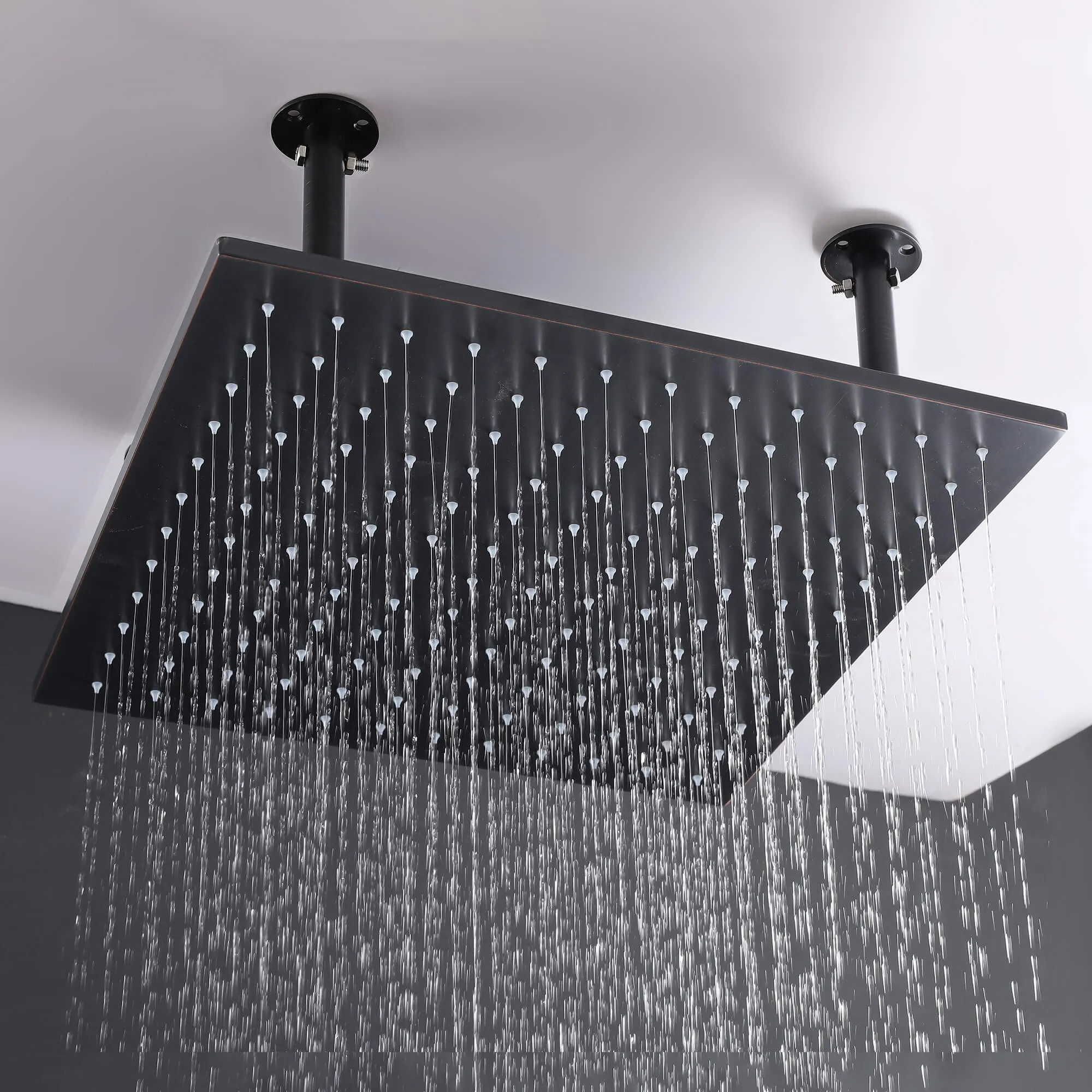 Ceiling Mount 16 Inch Rainfall Shower Head Thermostatic Shower Faucet with 6 Body Jets JK0102
