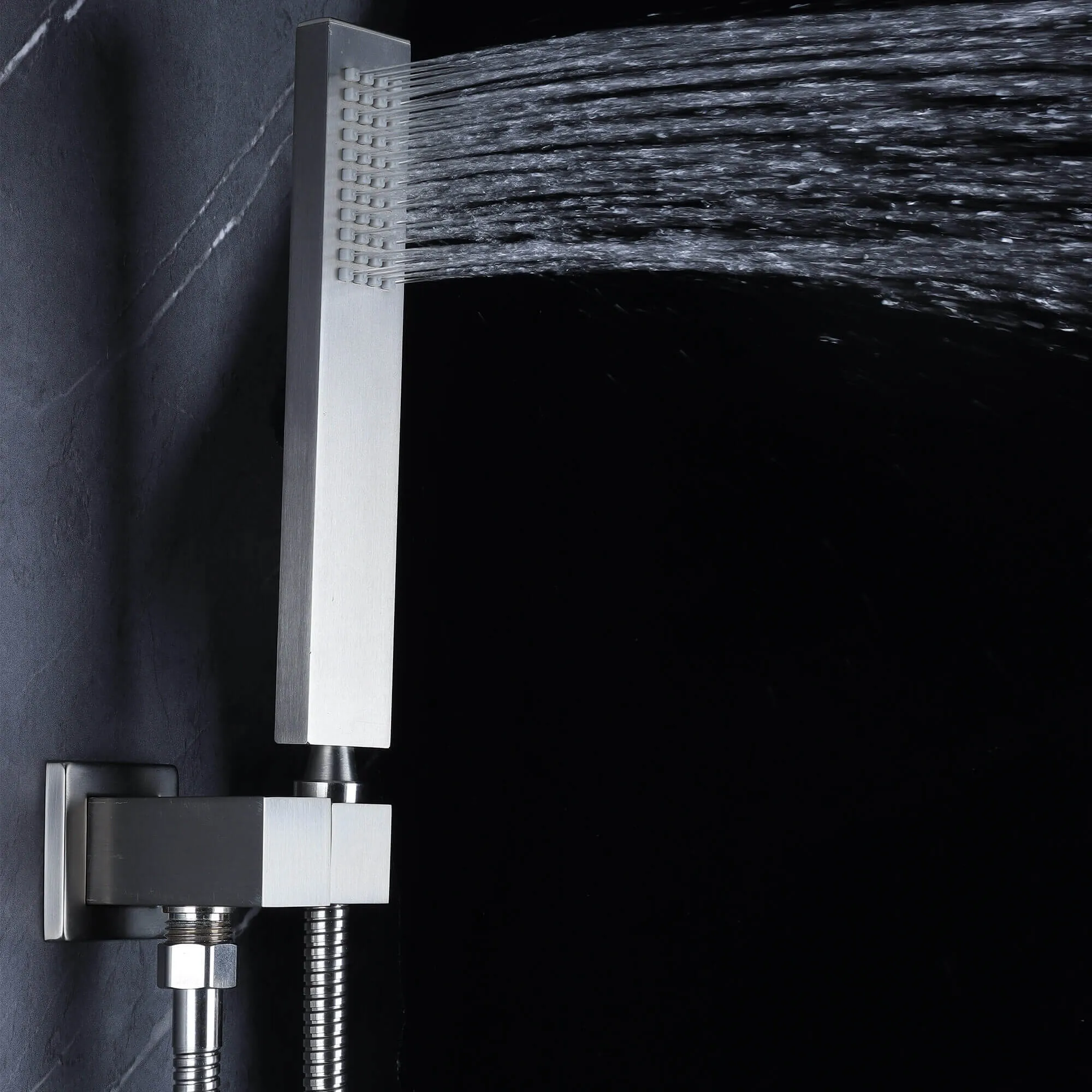 Ceiling Mount 16 Inch Rainfall Shower Head Thermostatic Shower Faucet with 6 Body Jets JK0102