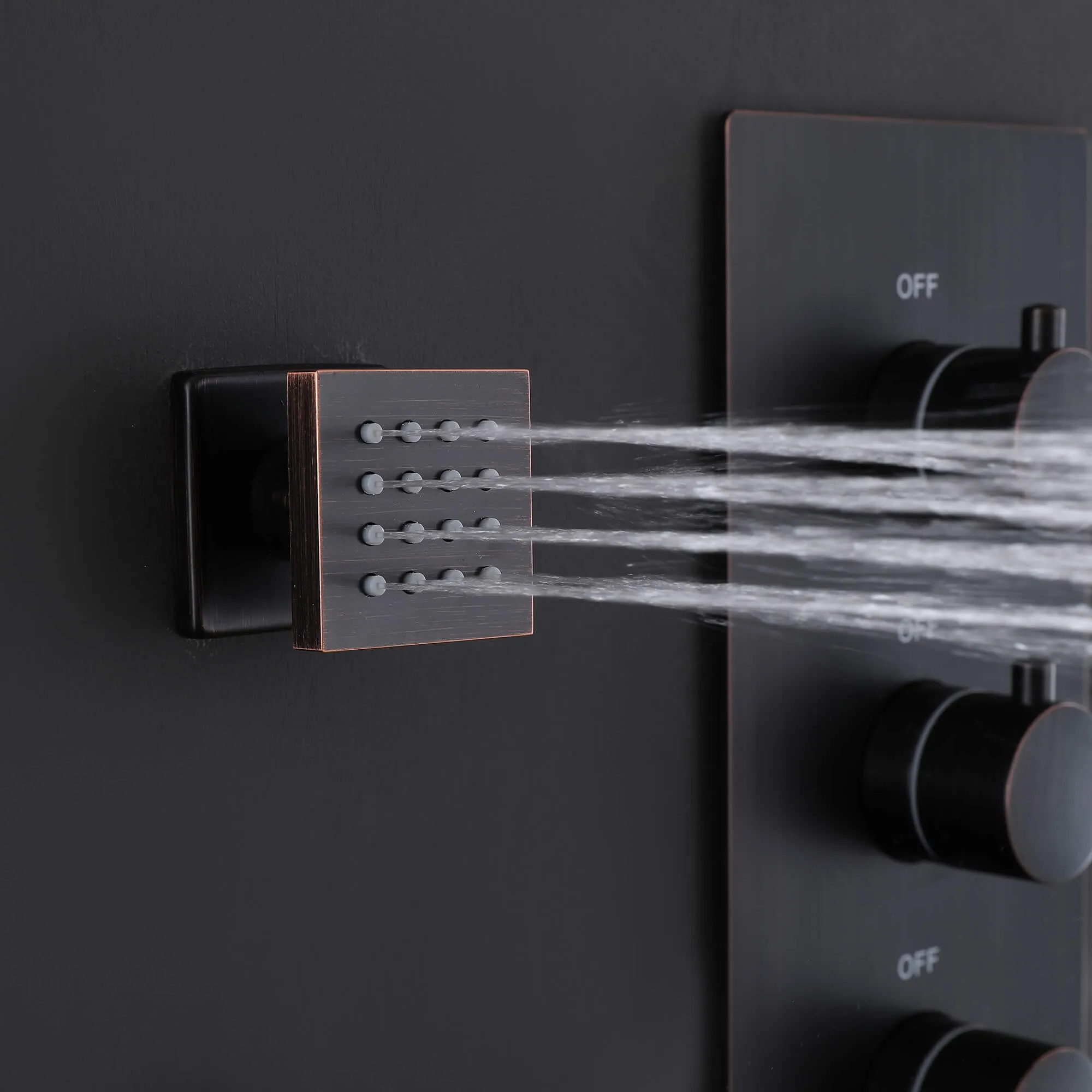 Ceiling Mount 16 Inch Rainfall Shower Head Thermostatic Shower Faucet with 6 Body Jets JK0102