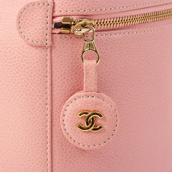 Chanel Around 2003 Caviar Skin Cc Mark Stitch Vanity Pink