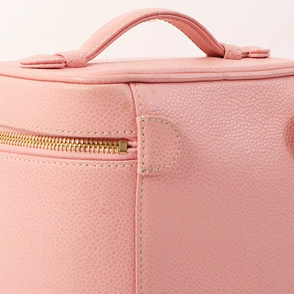 Chanel Around 2003 Caviar Skin Cc Mark Stitch Vanity Pink