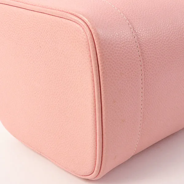 Chanel Around 2003 Caviar Skin Cc Mark Stitch Vanity Pink