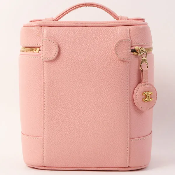 Chanel Around 2003 Caviar Skin Cc Mark Stitch Vanity Pink