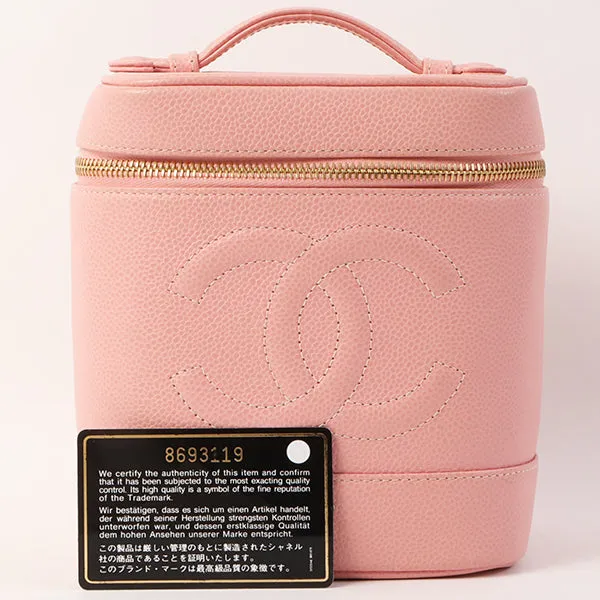 Chanel Around 2003 Caviar Skin Cc Mark Stitch Vanity Pink