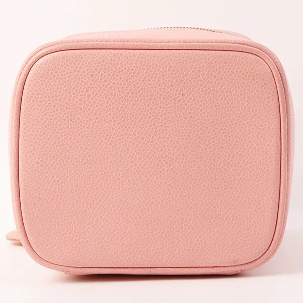 Chanel Around 2003 Caviar Skin Cc Mark Stitch Vanity Pink