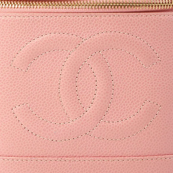 Chanel Around 2003 Caviar Skin Cc Mark Stitch Vanity Pink