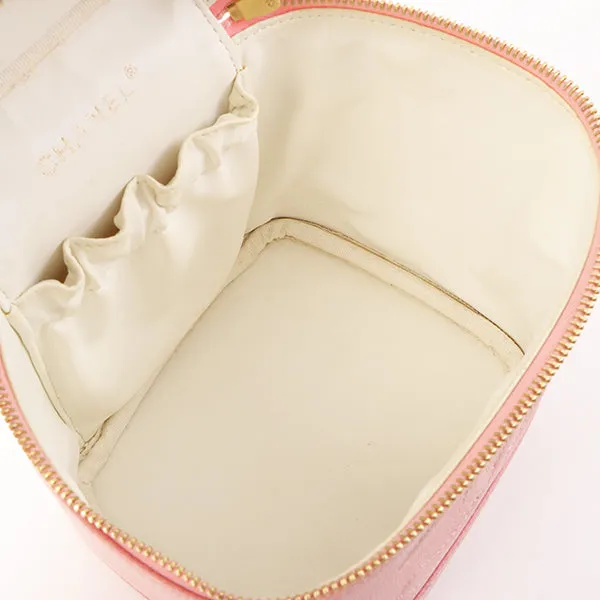Chanel Around 2003 Caviar Skin Cc Mark Stitch Vanity Pink