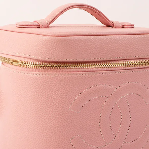 Chanel Around 2003 Caviar Skin Cc Mark Stitch Vanity Pink