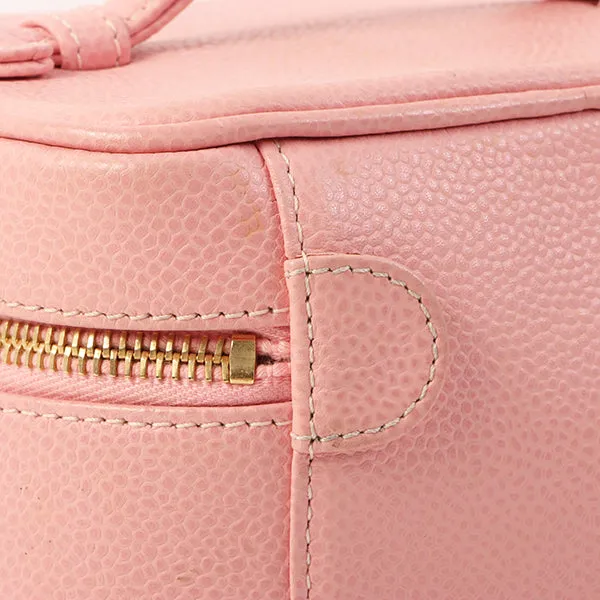 Chanel Around 2003 Caviar Skin Cc Mark Stitch Vanity Pink