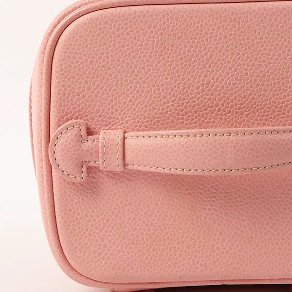 Chanel Around 2003 Caviar Skin Cc Mark Stitch Vanity Pink