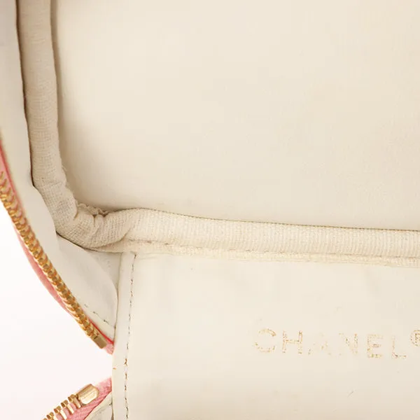 Chanel Around 2003 Caviar Skin Cc Mark Stitch Vanity Pink