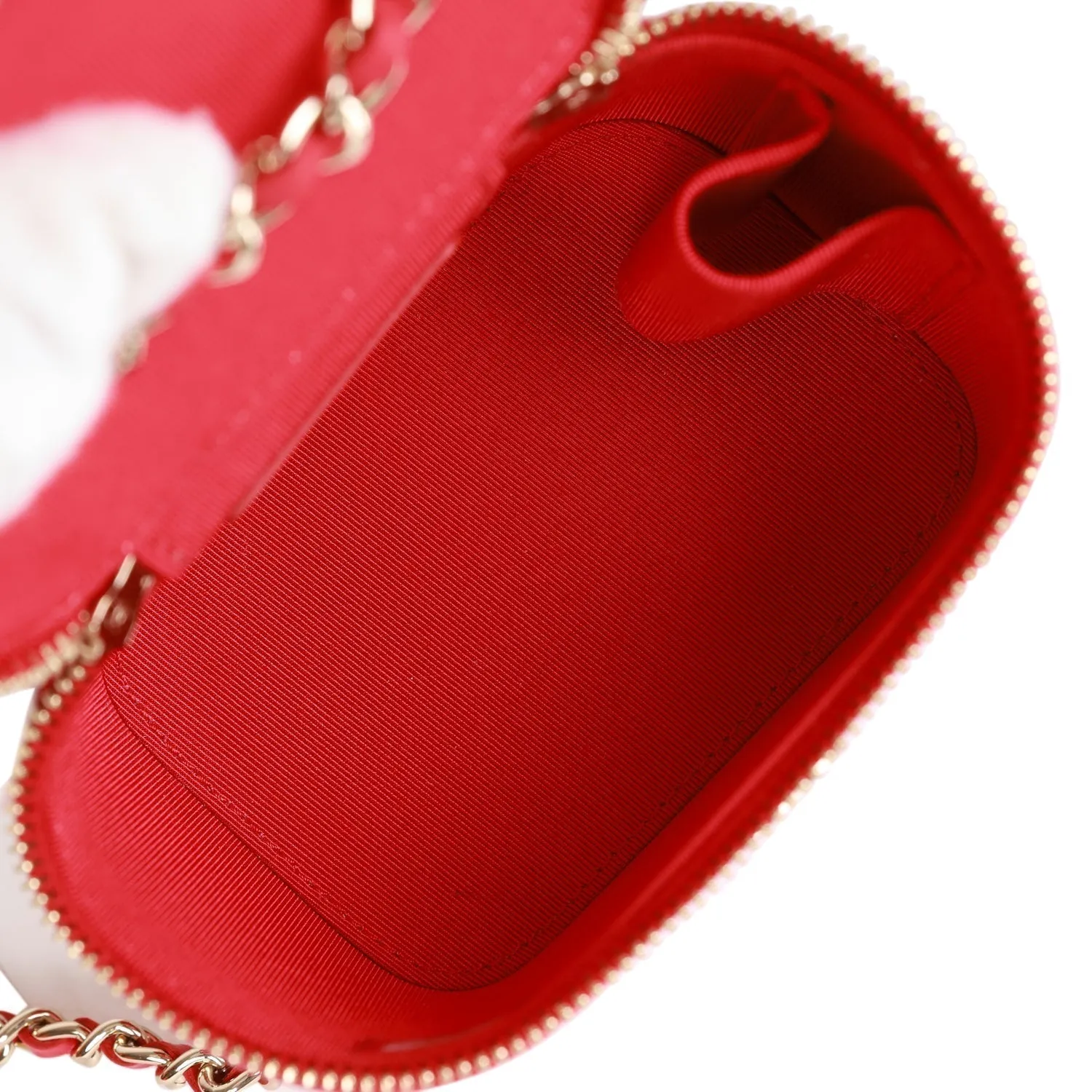 Chanel Camellia Mini Vanity Case Red Lambskin Light Gold Hardware