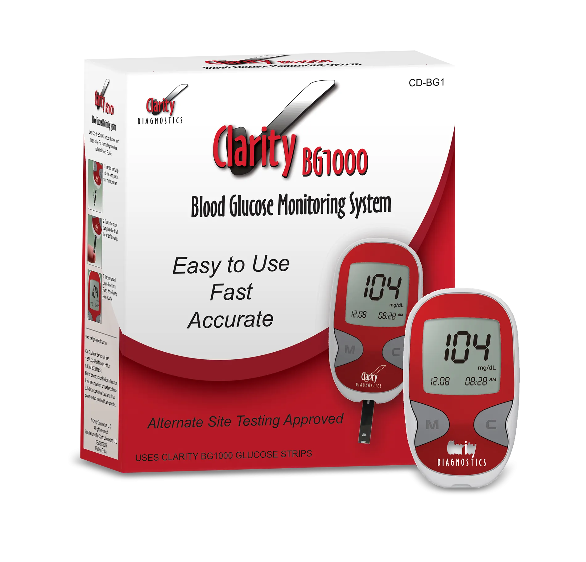 Clarity CD-BG15 BG1000 Blood Glucose Monitoring System (meter and testing strips)