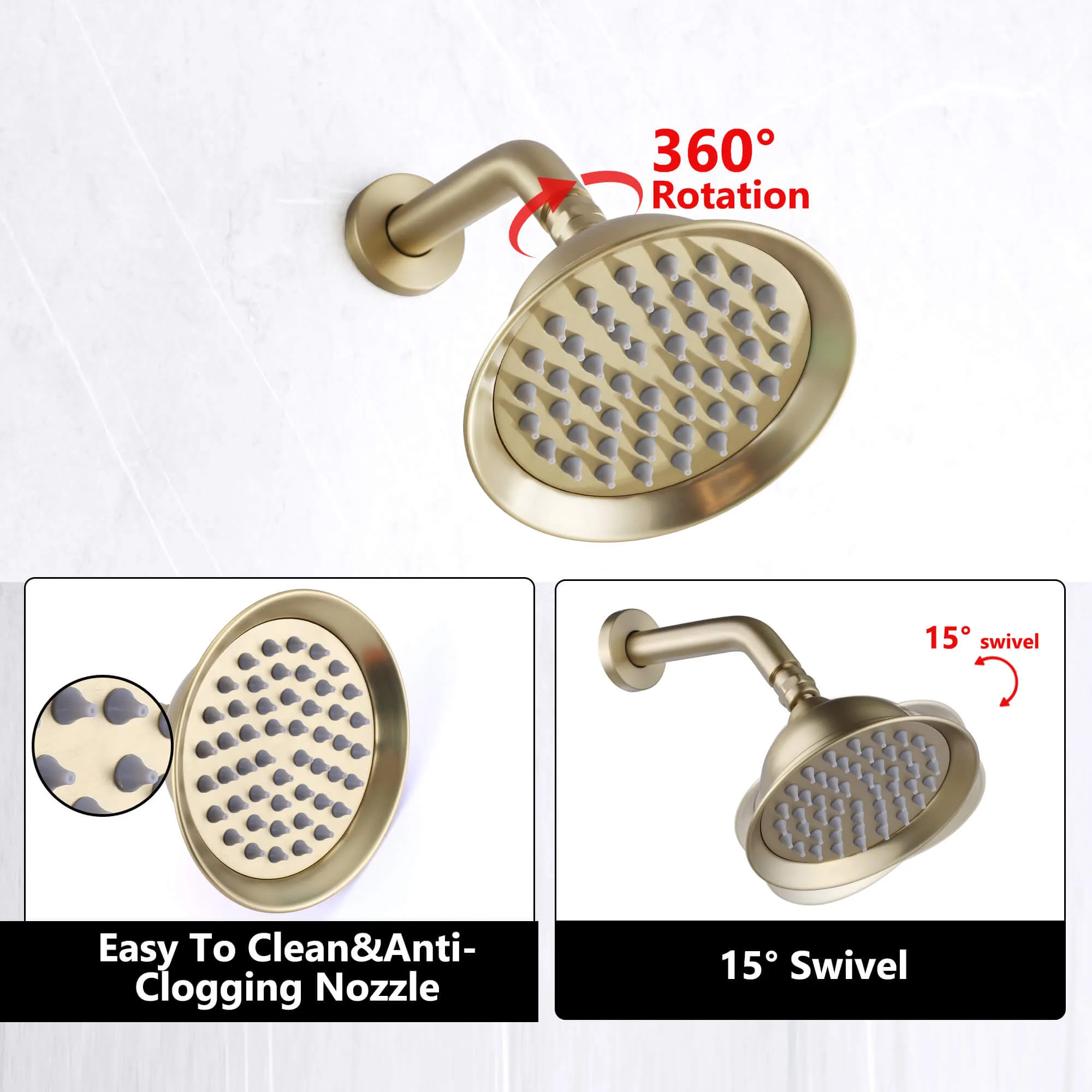 Complete Shower Faucet Set Wall Mount Shower System with Rough-In Valve RB1186
