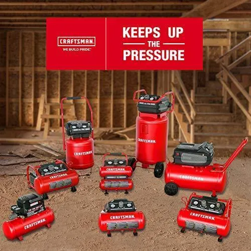 Craftsman Air Tools, 2 Gallon Portable Air Compressor 1/3 HP Oil-Free Max 125 PSI Pressure, Hot dog, Model: CMXECXA0200243