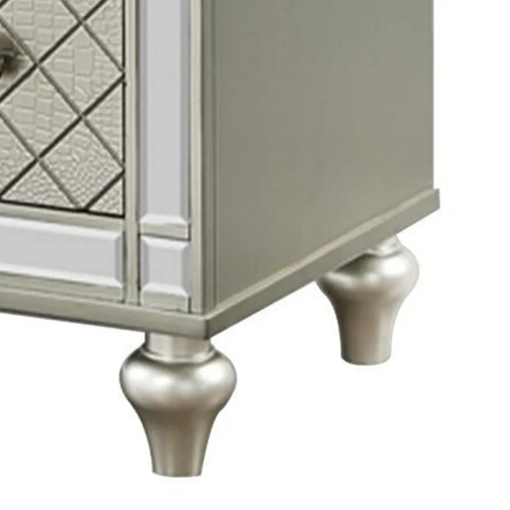 Cristo 62 Inch Wide Dresser with Mirror, 6 Drawers, Champagne Cross Pattern By Casagear Home