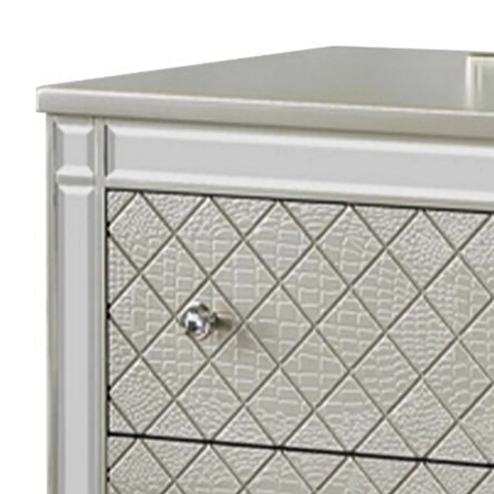 Cristo 62 Inch Wide Dresser with Mirror, 6 Drawers, Champagne Cross Pattern By Casagear Home
