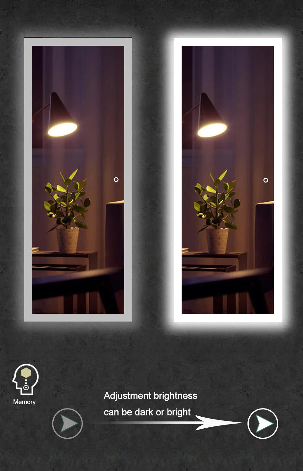 Dimmable LED illuminated Lighted Wall Mounted Vanity Dressing Mirror - SmartGMirror™ Technology