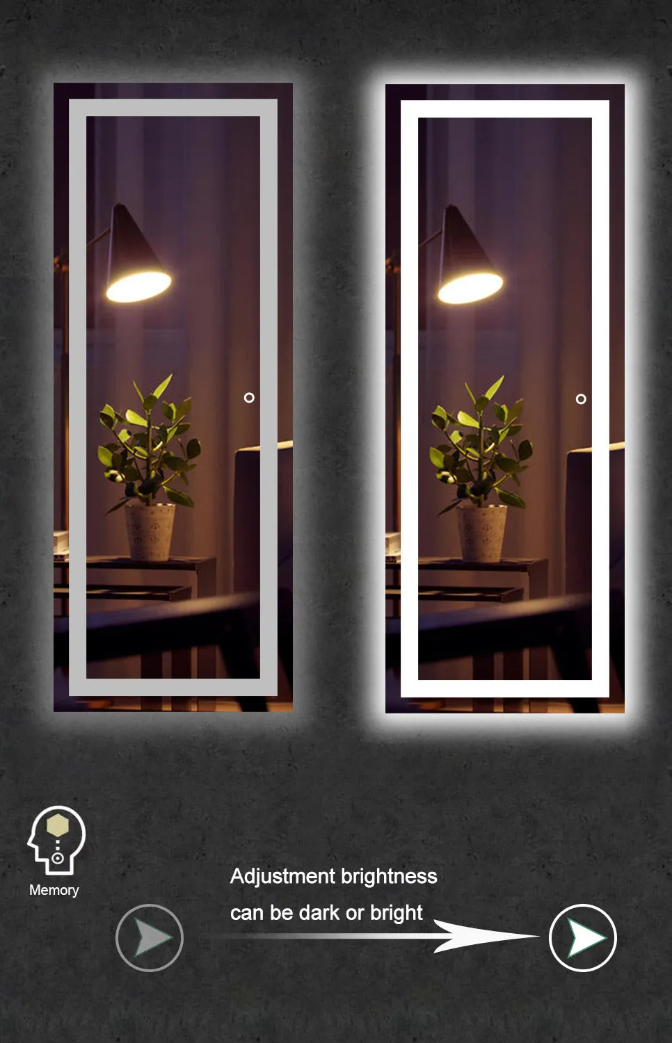 Dimmable LED illuminated Lighted Wall Mounted Vanity Dressing Mirror - SmartGMirror™ Technology