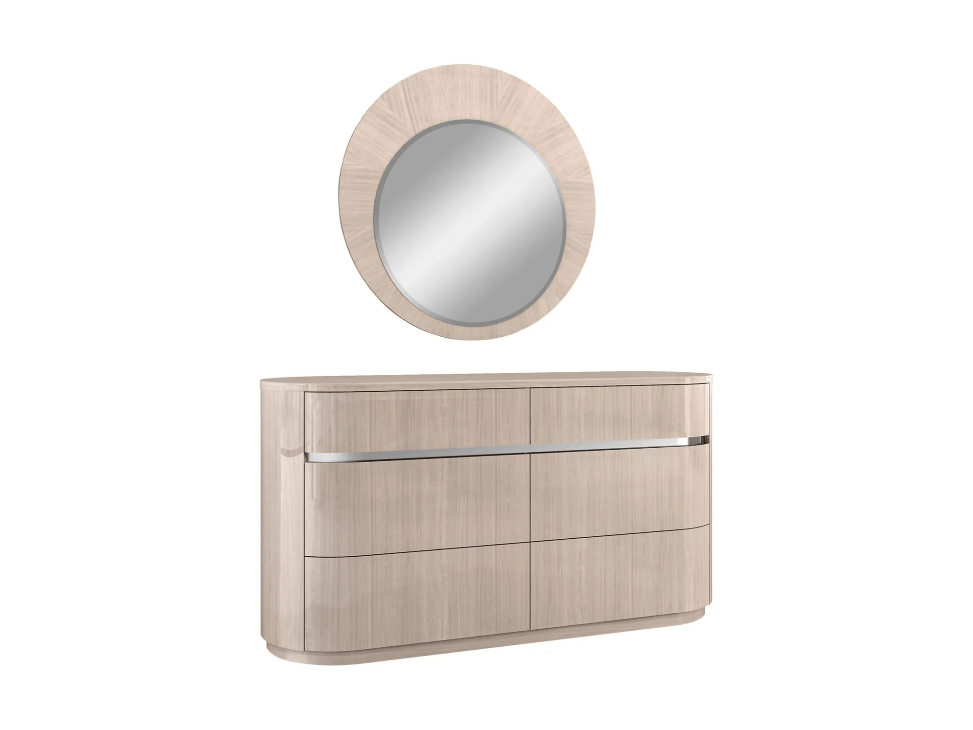 Dorothy Round Mirror Beige