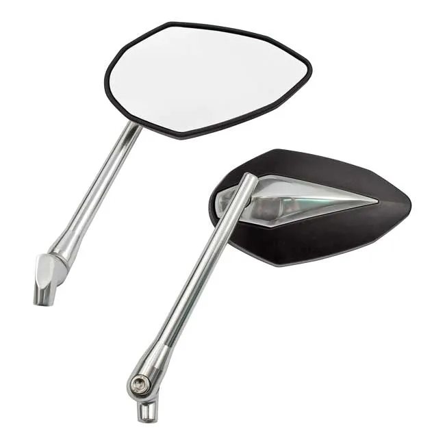 'Double Deuce' mirror set. Black/chr. head & silver alu stem -