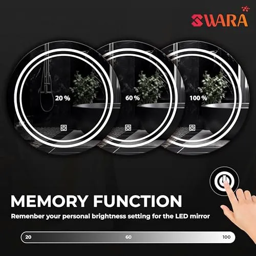 Double Line KDL Round Wall Mounting Mirror with Light |Bathroom Mirror,Venity Mirror,Smart Mirror Size 24X24 inch| LED Mirror 3 Tone (Cool White, Natural White, Warm White).