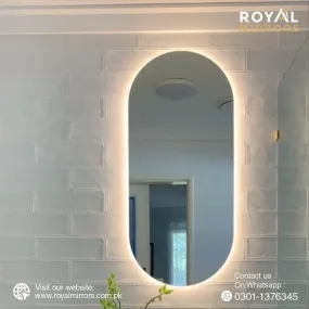 Eclipse Shape Smart touch LED Mirror, Smart Mirror, Oval Touch LED Mirror for Vanity with dimmable option, Oval Dual Light Smart looking Mirror