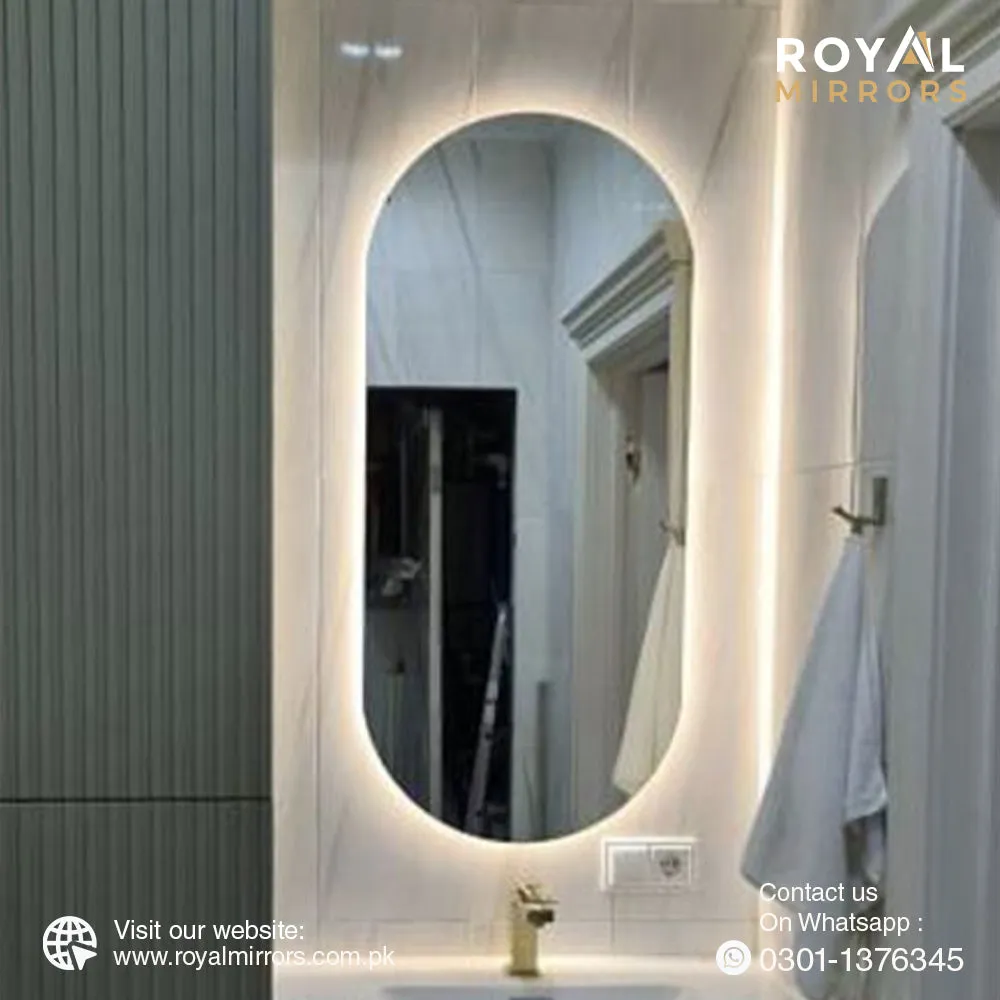 Eclipse Shape Smart touch LED Mirror, Smart Mirror, Oval Touch LED Mirror for Vanity with dimmable option, Oval Dual Light Smart looking Mirror