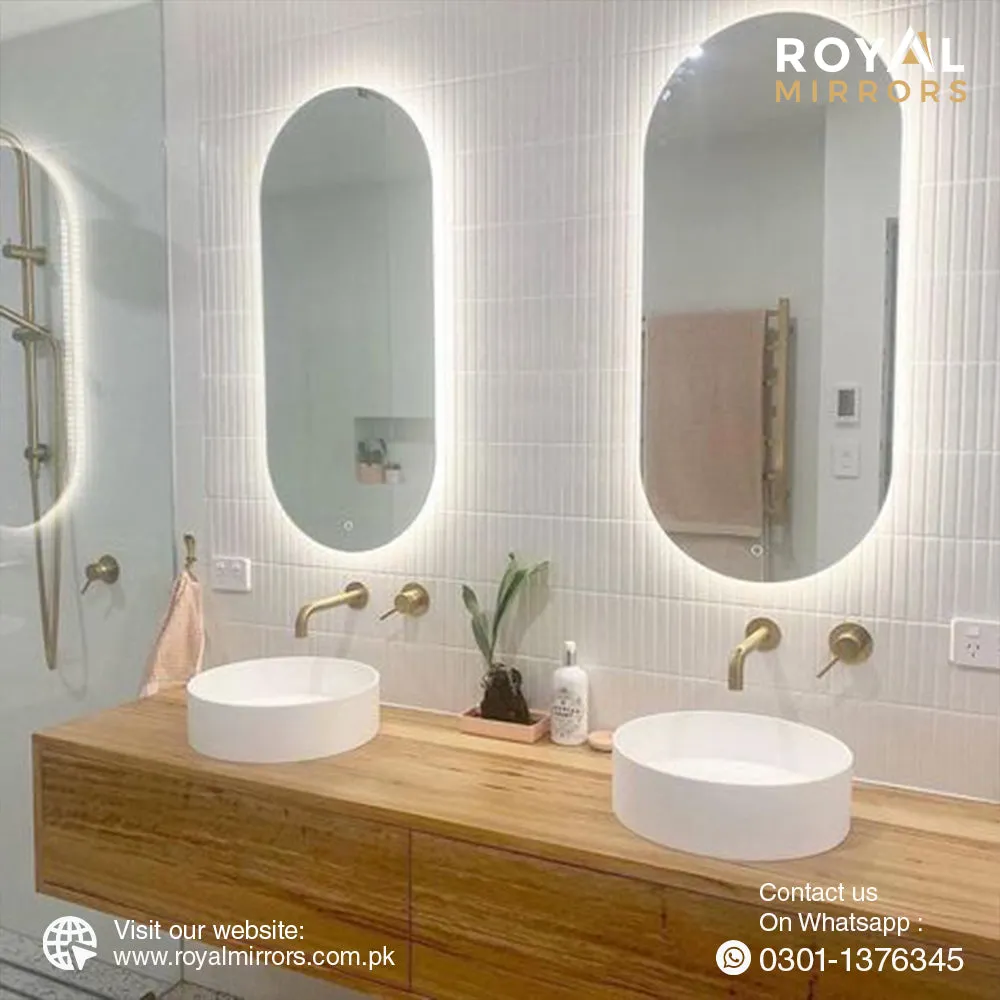 Eclipse Shape Smart touch LED Mirror, Smart Mirror, Oval Touch LED Mirror for Vanity with dimmable option, Oval Dual Light Smart looking Mirror