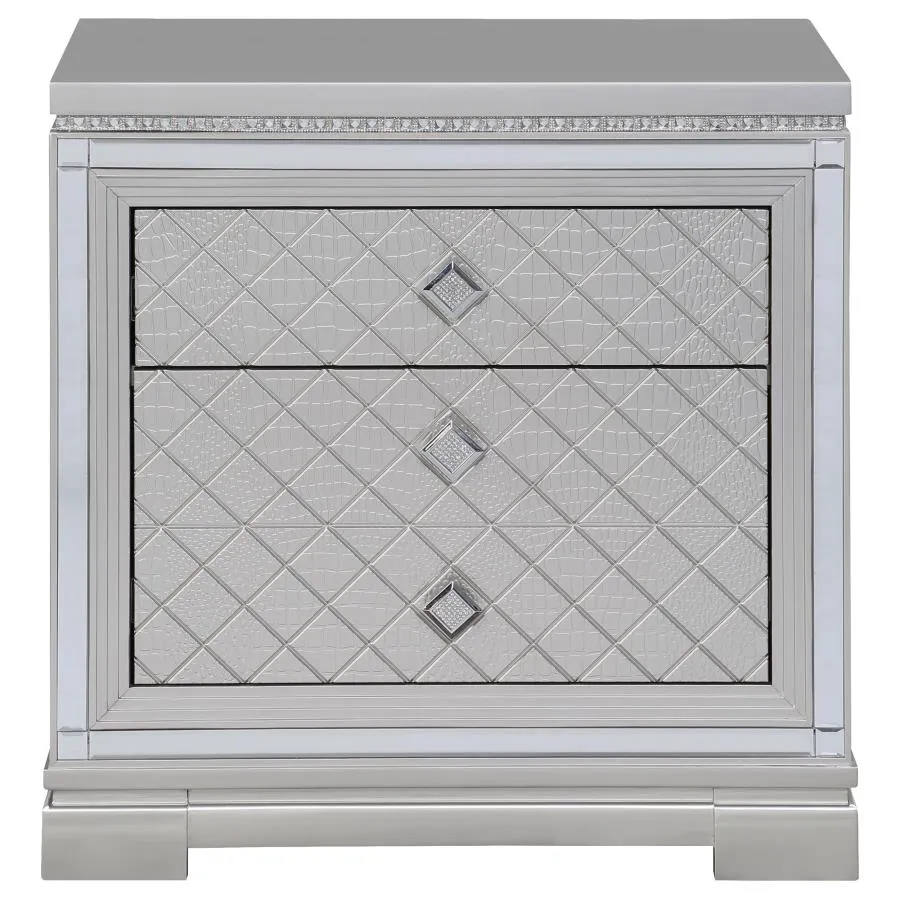 Eleanor Rectangular 2-drawer Nightstand Metallic