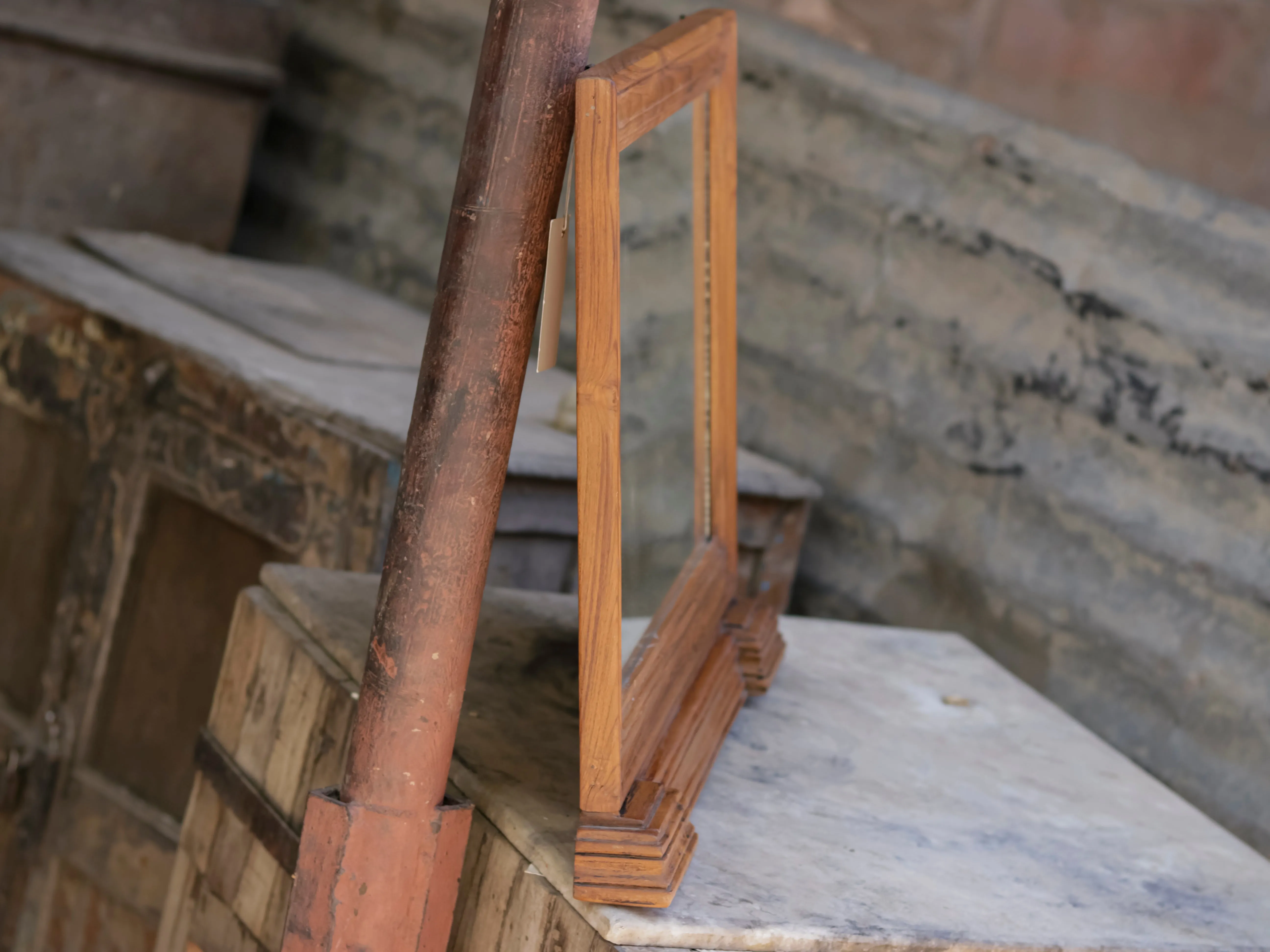 Elegant Strip Square Designed Wooden Handmade Wall Mirror
