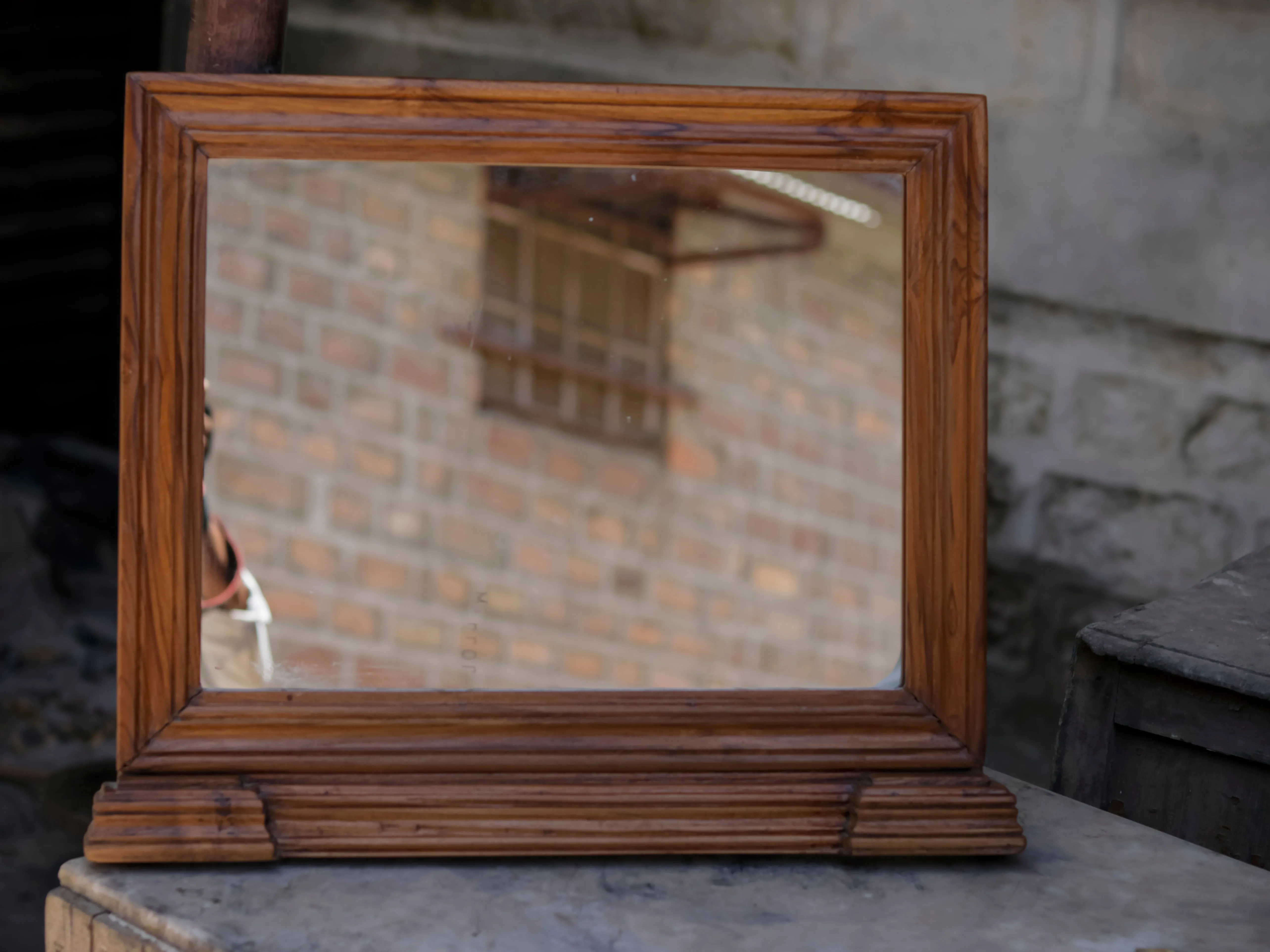 Elegant Strip Square Designed Wooden Handmade Wall Mirror