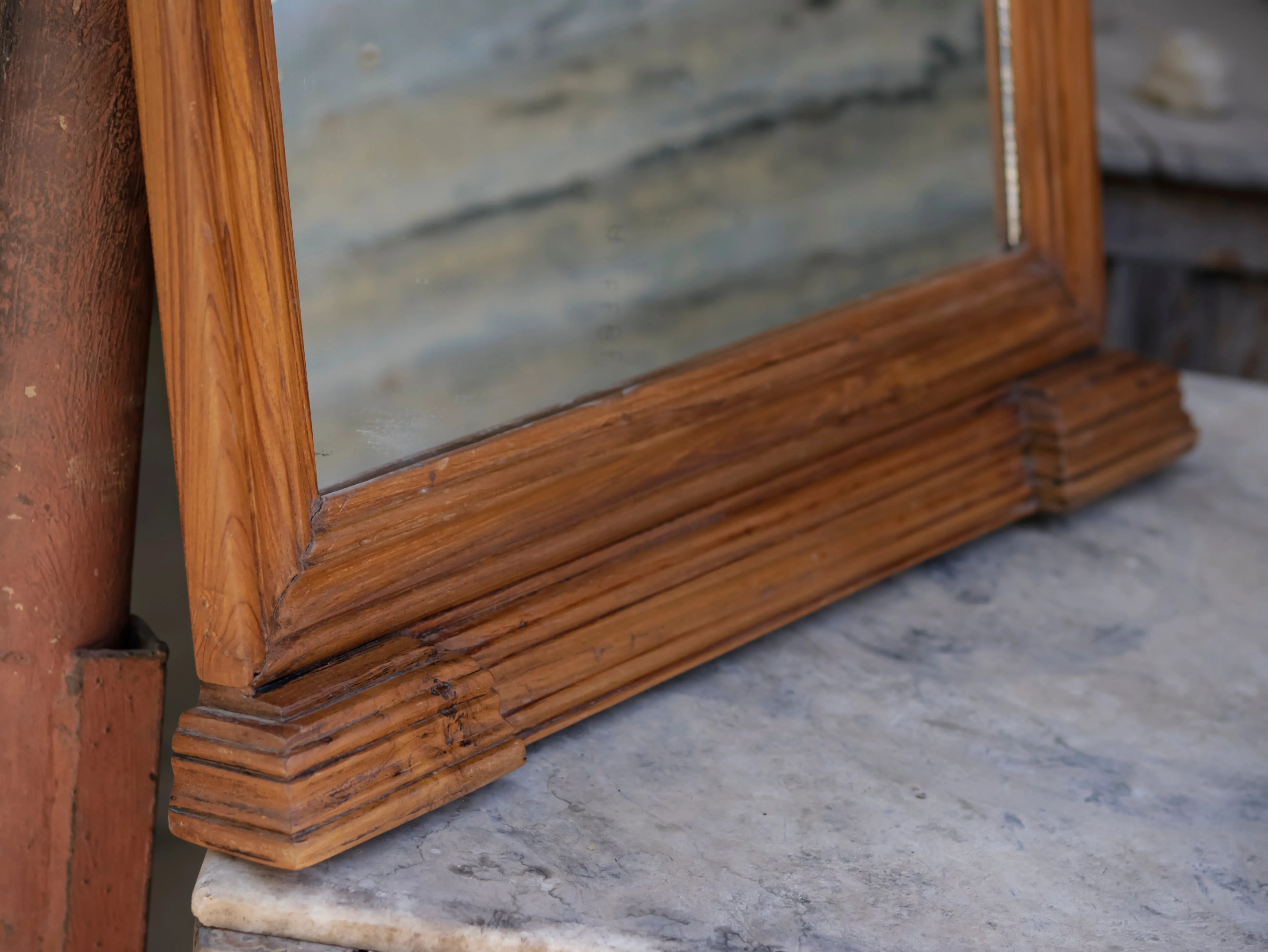 Elegant Strip Square Designed Wooden Handmade Wall Mirror