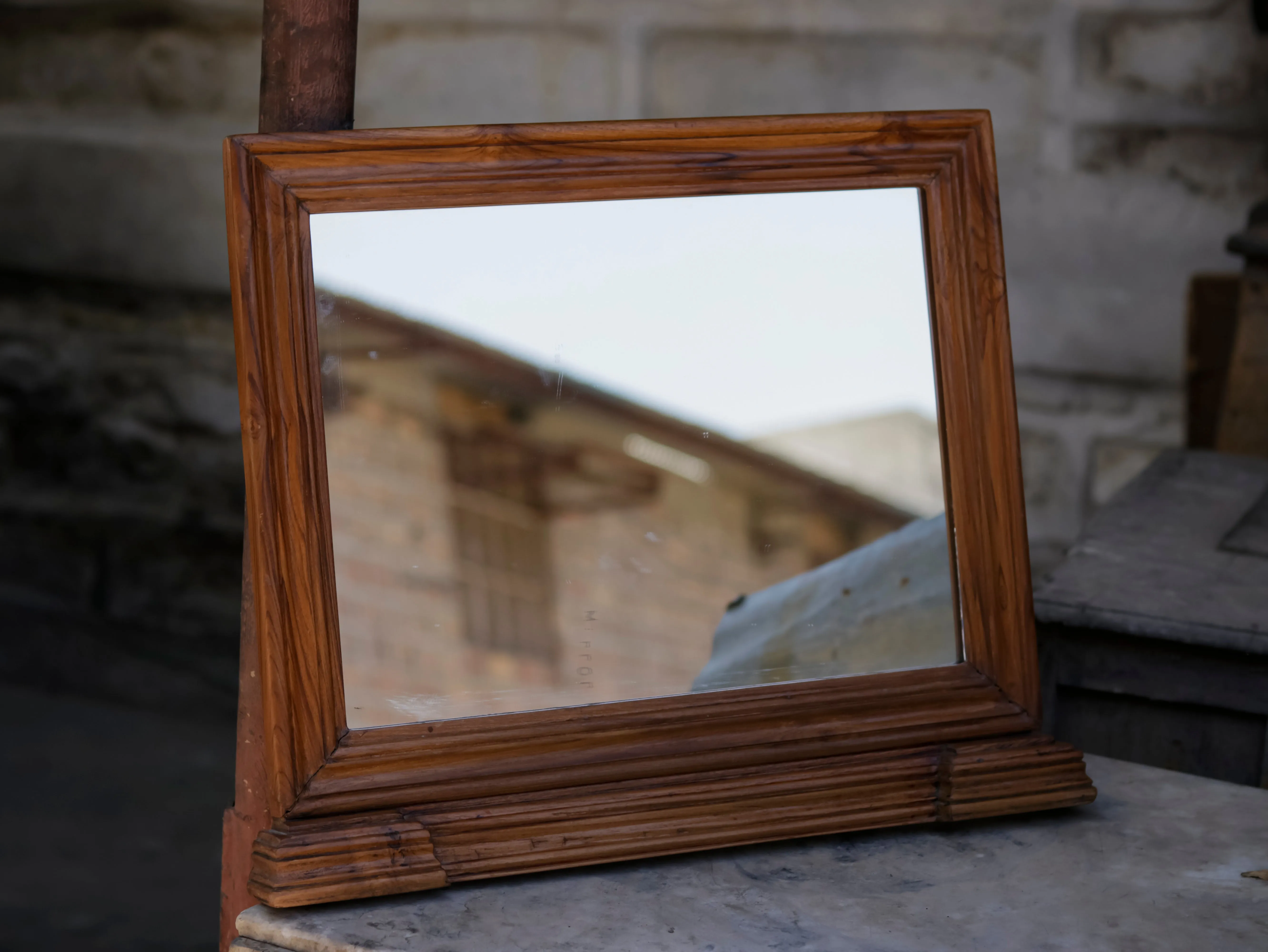Elegant Strip Square Designed Wooden Handmade Wall Mirror