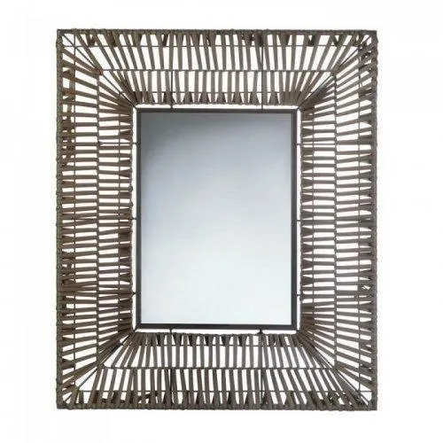 Faux Rattan Rectangular Wall Mirror (pack of 1 EA)