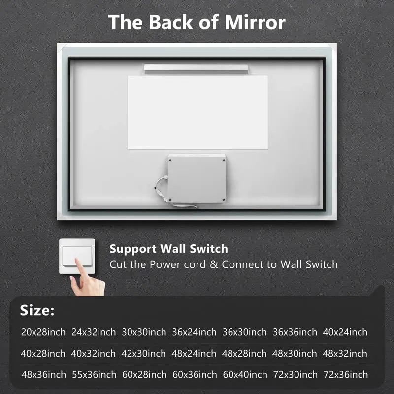 Frameless Frosted Square Led Bathroom Mirrors with Dimmable Lights Lager