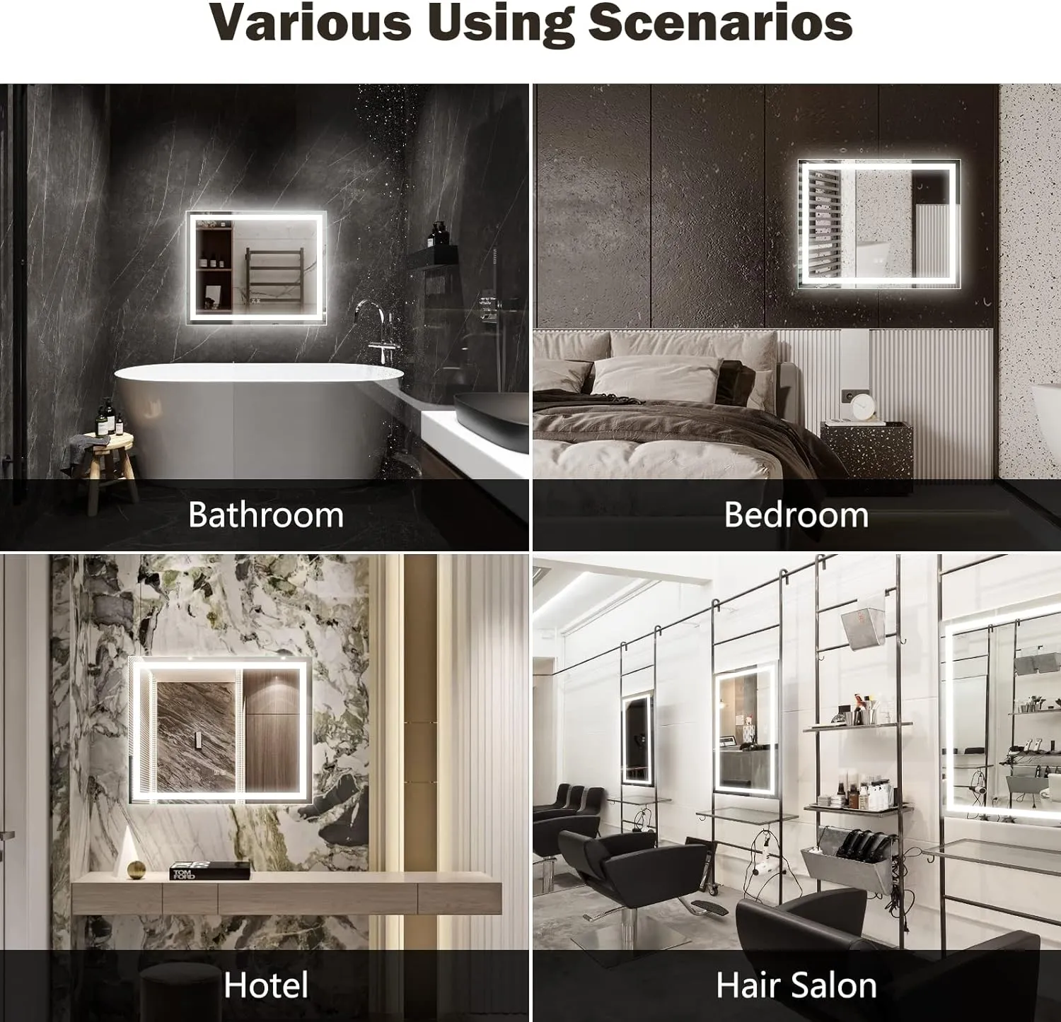 Frameless Frosted Square Led Bathroom Mirrors with Dimmable Lights Lager