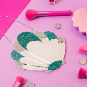 Glitter Scallop Shell Shaped Wall Mirror
