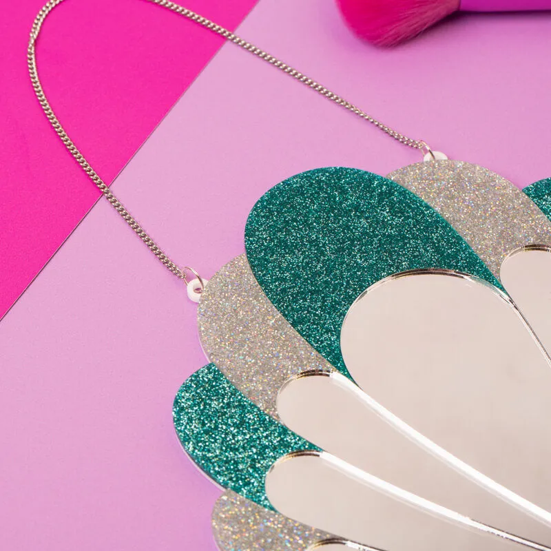 Glitter Scallop Shell Shaped Wall Mirror